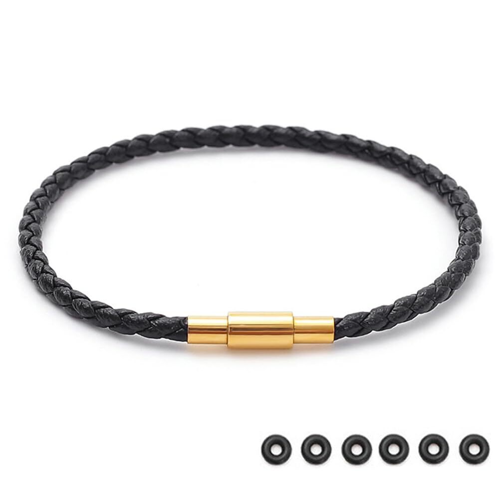 Black Bracelets for Women Adjustable Charm Bracelet Braided Leather &